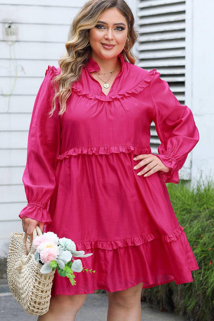 Plus Size Ruffled Balloon Sleeve Dress