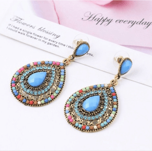 Bead & Crystal Filigree Drop Earrings