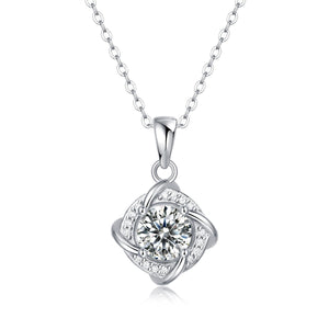 925 Sterling Silver Moissanite Geometric Pendant Necklace