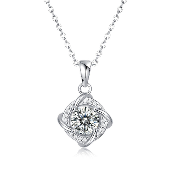 925 Sterling Silver Moissanite Geometric Pendant Necklace