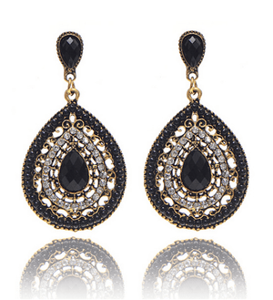 Bead & Crystal Filigree Drop Earrings