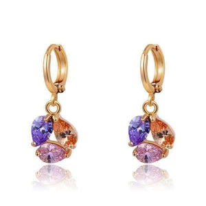 18K Gold Plated Crystal Cluster Dangling Charm Earrings for Women