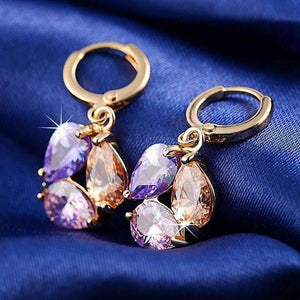 18K Gold Plated Crystal Cluster Dangling Charm Earrings for Women