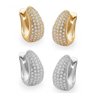 18K Gold Plated CZ Encrusted Creole Hoop Earrings for Women