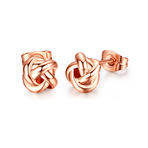 Delicate 14K Gold Plated Love Knot Stud Earrings for Women