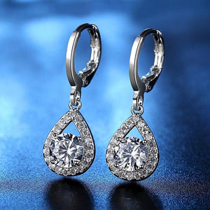 Falling Raindrops 14K Gold Plated CZ Earrings for Women