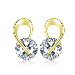 14K Gold Plated Hugging IOBI Simulated Diamond Cz Stud Earrings for Woman