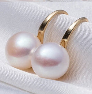 14K Gold Plated Naked IOBI Pearl Bead Hook Earrings for Woman Special Occasions