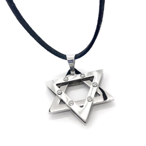 Studded Star of David Stainless Steel Necklace