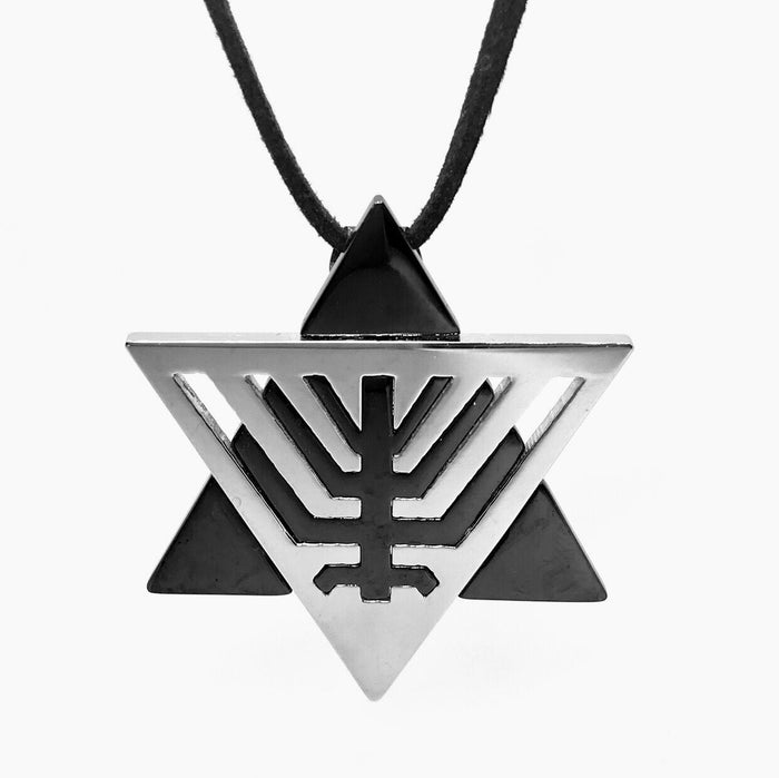 Star of David Menorah Silhouette Stainless Steel Necklace