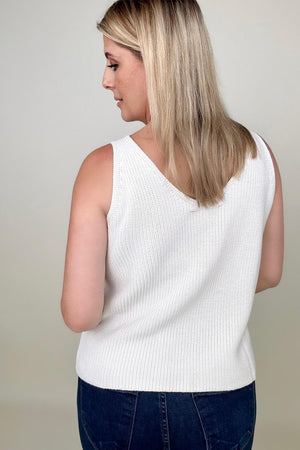 Gilli V-Neck Ivory Knit Tank Top