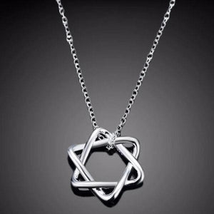 Thin Curves Star of David Sterling Silver Necklace for Women or Men