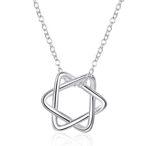 Thin Curves Star of David Sterling Silver Necklace for Women or Men