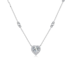 925 Sterling Silver Heart-Shaped Moissanite Pendant Necklace