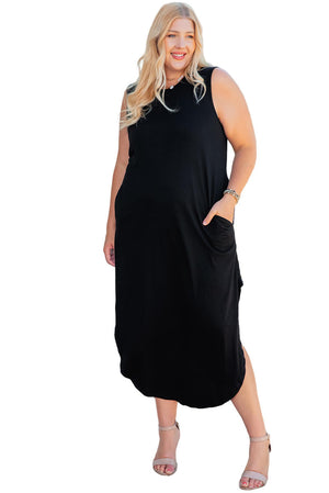 Plus Size Wide Sleeveless Shoulder Straps Maxi Dress