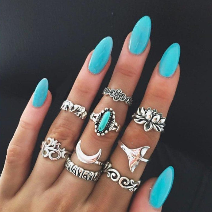 Earthly Wonders Boho Midi-Knuckle Rings Set of 9