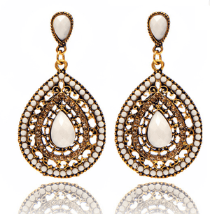 Bead & Crystal Filigree Drop Earrings