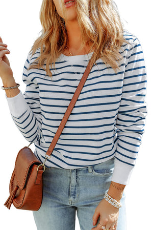 Stripe Printed Plus SIze Long Sleeve Top