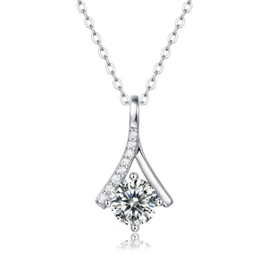 925 Sterling Silver Moissanite Geometric Pendant Necklace