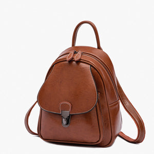 High-Capacity Oil Wax Leather Retro Backpack