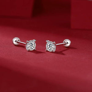 S925 Silver Moissanite Four-Claw Inlay Stud Earrings (With Box)