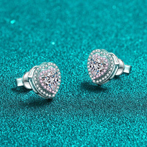 Pink Heart-Shaped Moissanite Stud Earrings