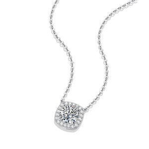 925 Sterling Silver Square-Shaped Moissanite Pendant Necklace