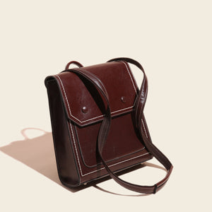 Retro Cover Type Oil Wax Leather Backpack