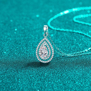 Hollow Out Teardrop-Shaped Moissanite Pendant Necklace