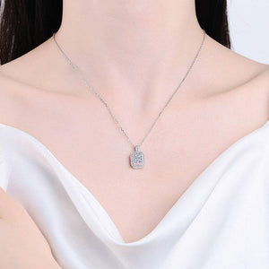 Octagon-Shaped 925 Silver Moissanite Pendant Necklace