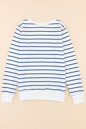 Stripe Printed Plus SIze Long Sleeve Top