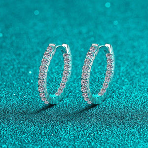 Round-Shaped 925 Silver Moissanite Hoop Earrings