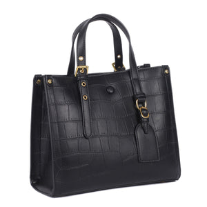 High-Capacity Embossed Crocodile Pattern Tote