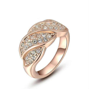 French Twist Pavé Cocktail 18K Gold Plated Ring for Women