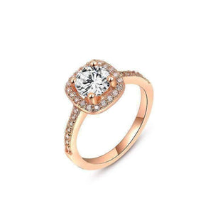 14K Gold Plated Bella Vita Halo 2 CT Round Austrian Crystal Ring for Women