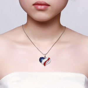 Heart of America 14K Gold Plated Enamel and CZ Necklace for Women