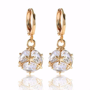 18K Gold Plated CZ Cube Dangling Charm Earrings for Women