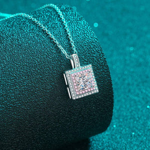 Square-Shaped Moissanite Pendant Necklace