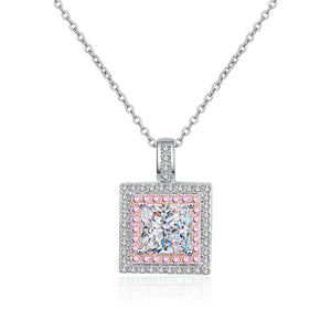 Square-Shaped Moissanite Pendant Necklace