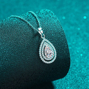 Hollow Out Teardrop-Shaped Moissanite Pendant Necklace