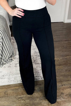 Exposed Seam Straight Leg Plus Size Pants