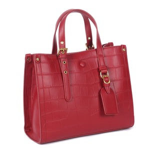 High-Capacity Embossed Crocodile Pattern Tote