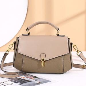 Patchwork Zipper Buckle Tote Shoulder Bag