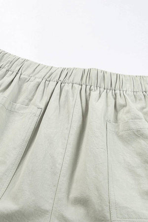 Solid Plus Size Elastic Waist Drawstring Pocket Shorts