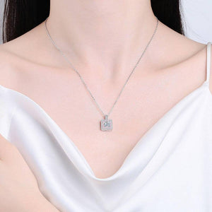 Square-Shaped Moissanite Pendant Necklace