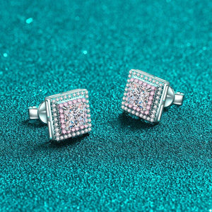 Rose Gold Square-Shaped Moissanite Stud Earrings