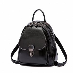 High-Capacity Oil Wax Leather Retro Backpack