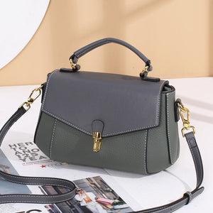 Patchwork Zipper Buckle Tote Shoulder Bag