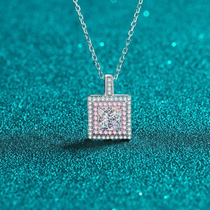 Square-Shaped Moissanite Pendant Necklace