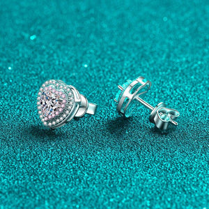 Pink Heart-Shaped Moissanite Stud Earrings